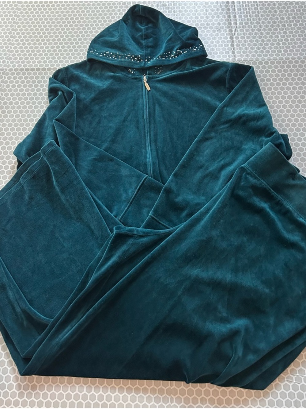 V Sport by Venezia Teal Zip-Up Hoodie Set Size 22/24